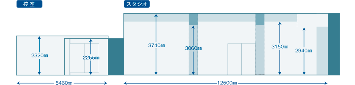 Aスタジオ側面図