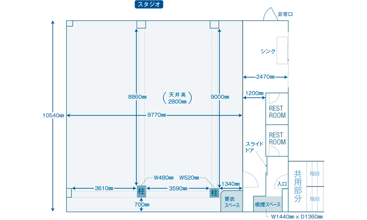 Bスタジオ 平面図